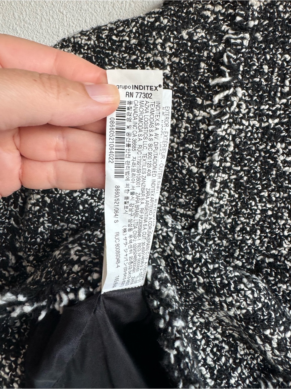 Zara Black & White Tweed Double-Breasted Cropped Jacket size S - Picture 5 of 7